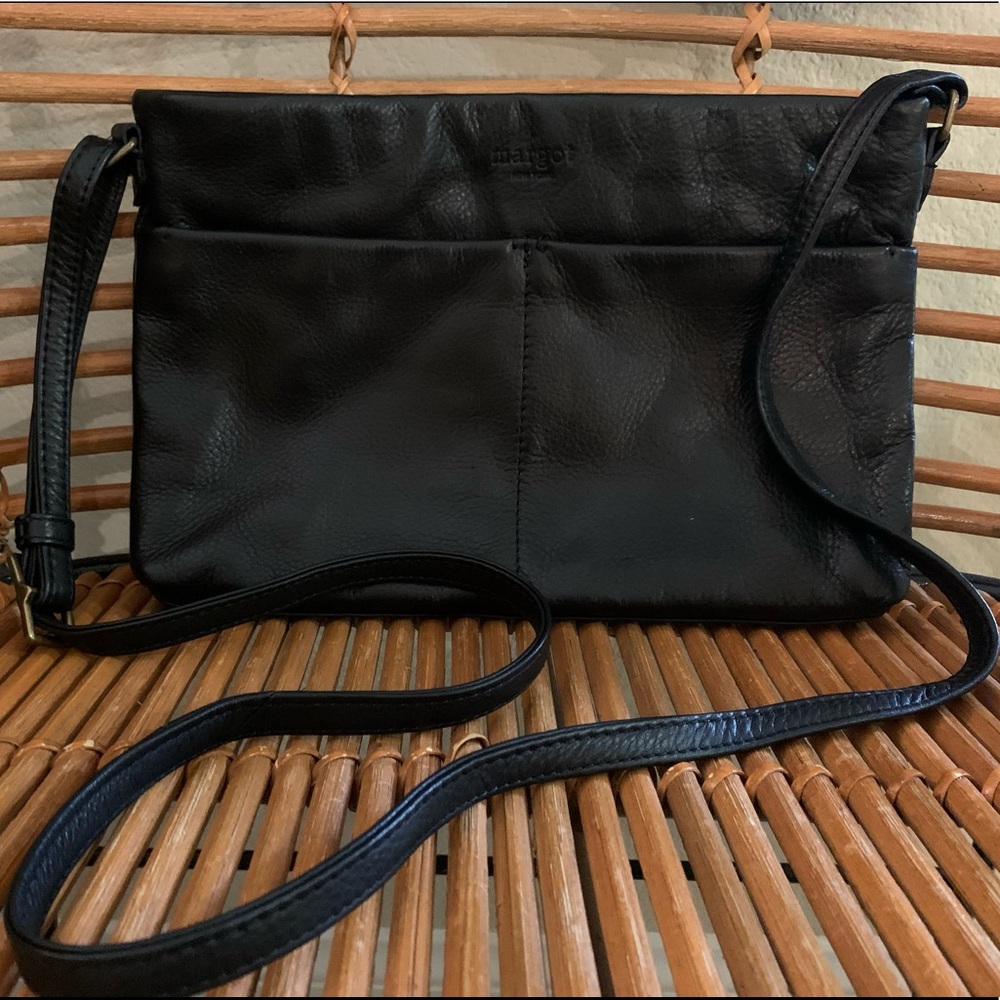 Margot, Leather Crossbody Bag, Black